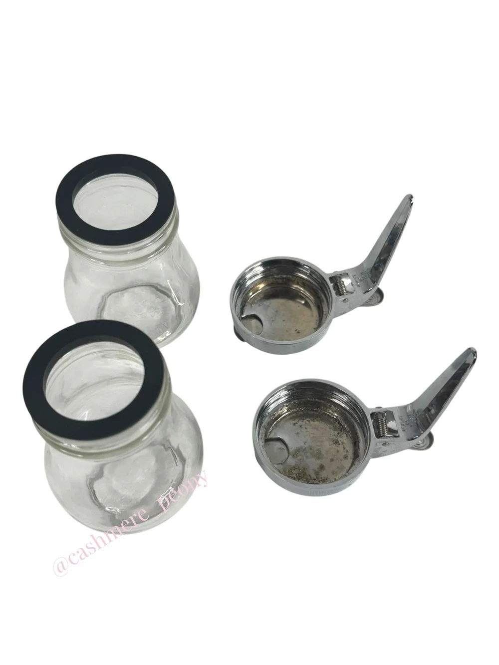 Vintage Set of 2 Dripcut by Traex Glass Syrup Dispensers 206J Dane Wisconsin